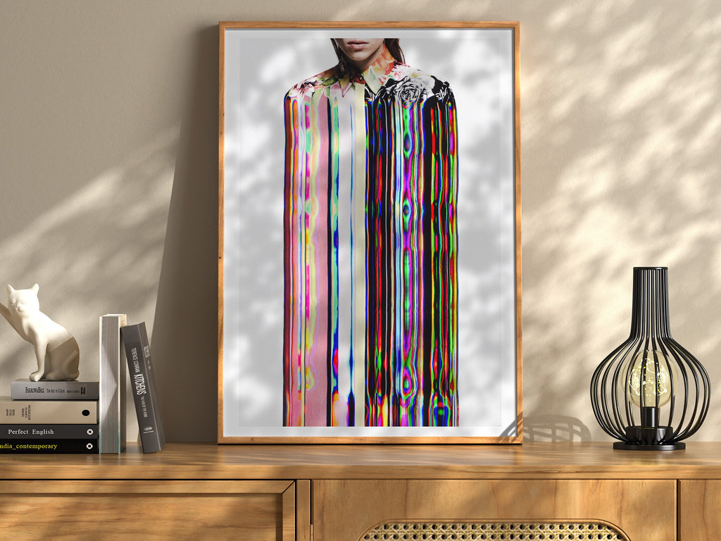 Trippy Altered Portrait Wall Art - Psychedelic Fashion Beauty Glitch Art For Living, Guest Room, Bedroom | Untitled (291) Giclée Print