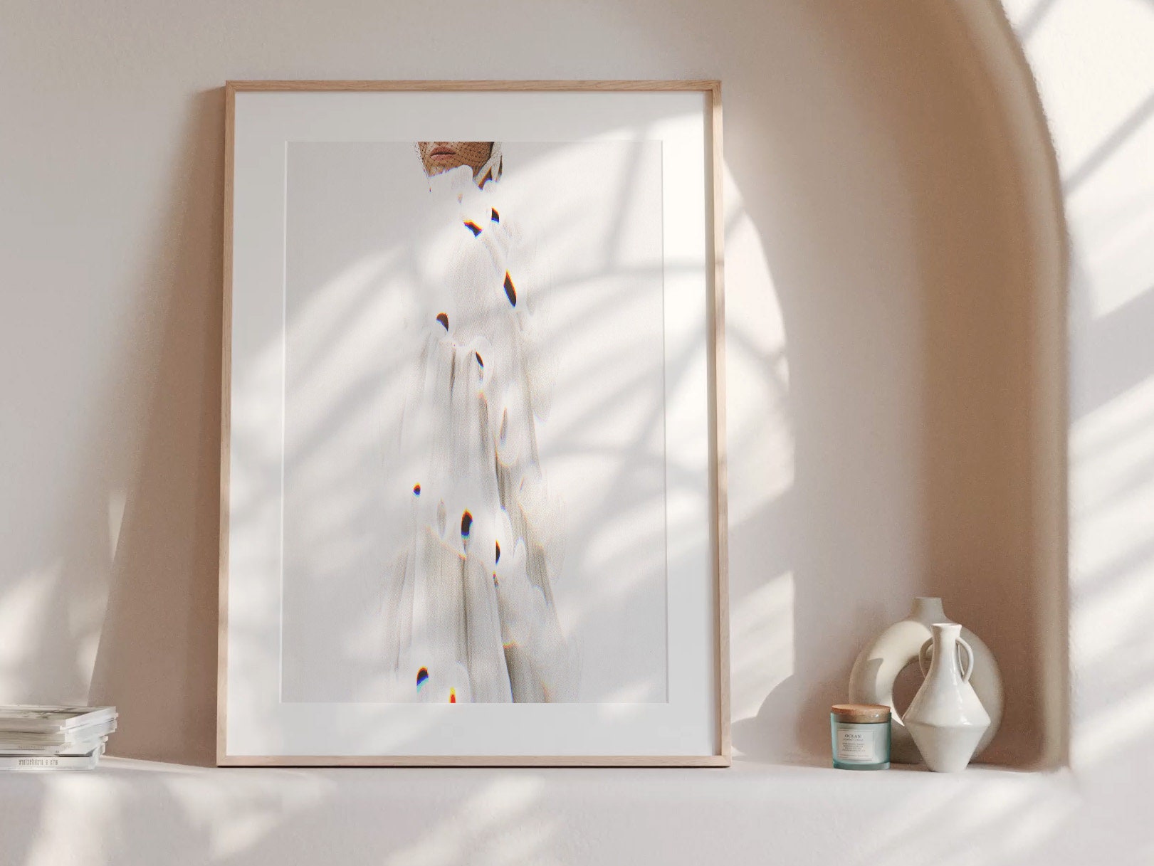 White Minimalist Abstract Wall Art Print - Clean Modern Aesthetic Artwork For Living Room, Bedroom, Office | Untitled (296) Giclée Print