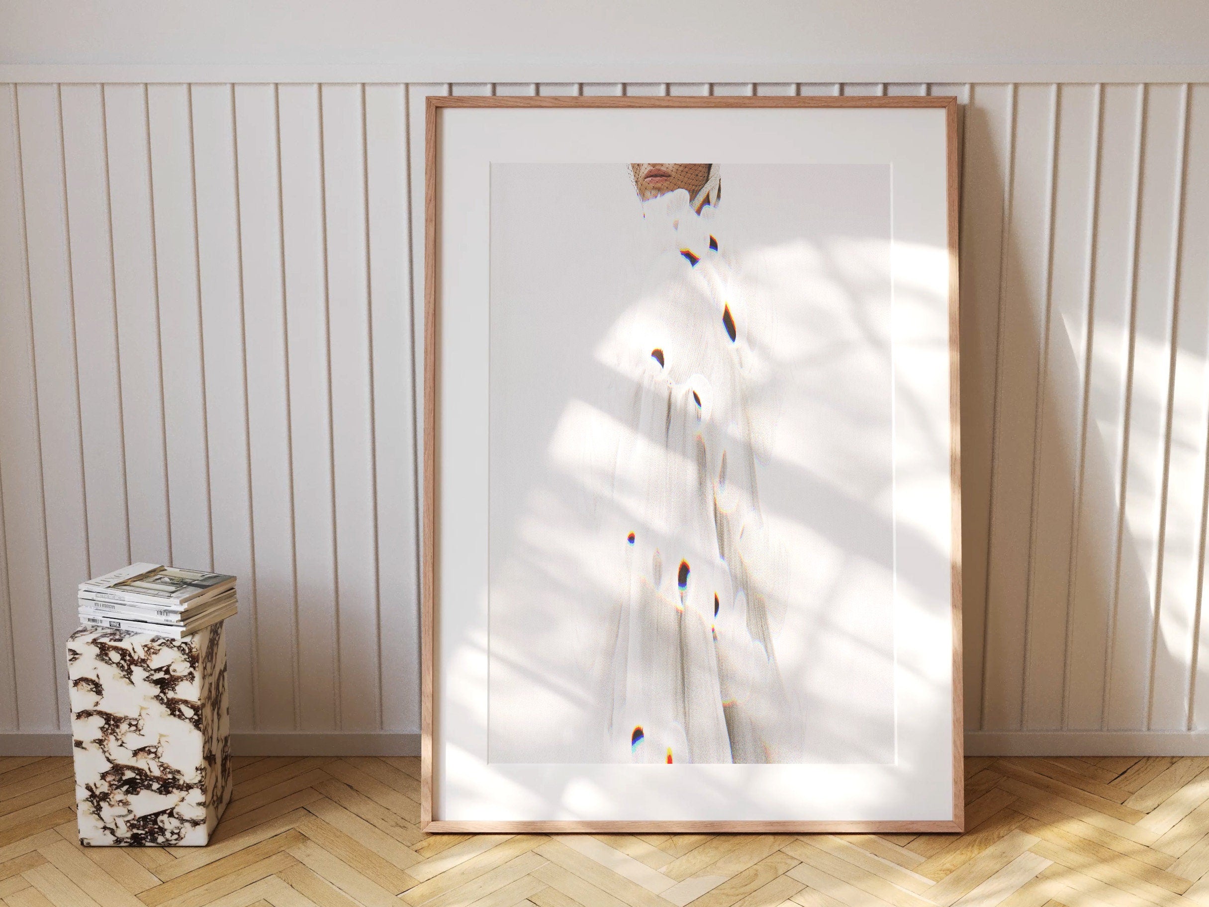 White Minimalist Abstract Wall Art Print - Clean Modern Aesthetic Artwork For Living Room, Bedroom, Office | Untitled (296) Giclée Print