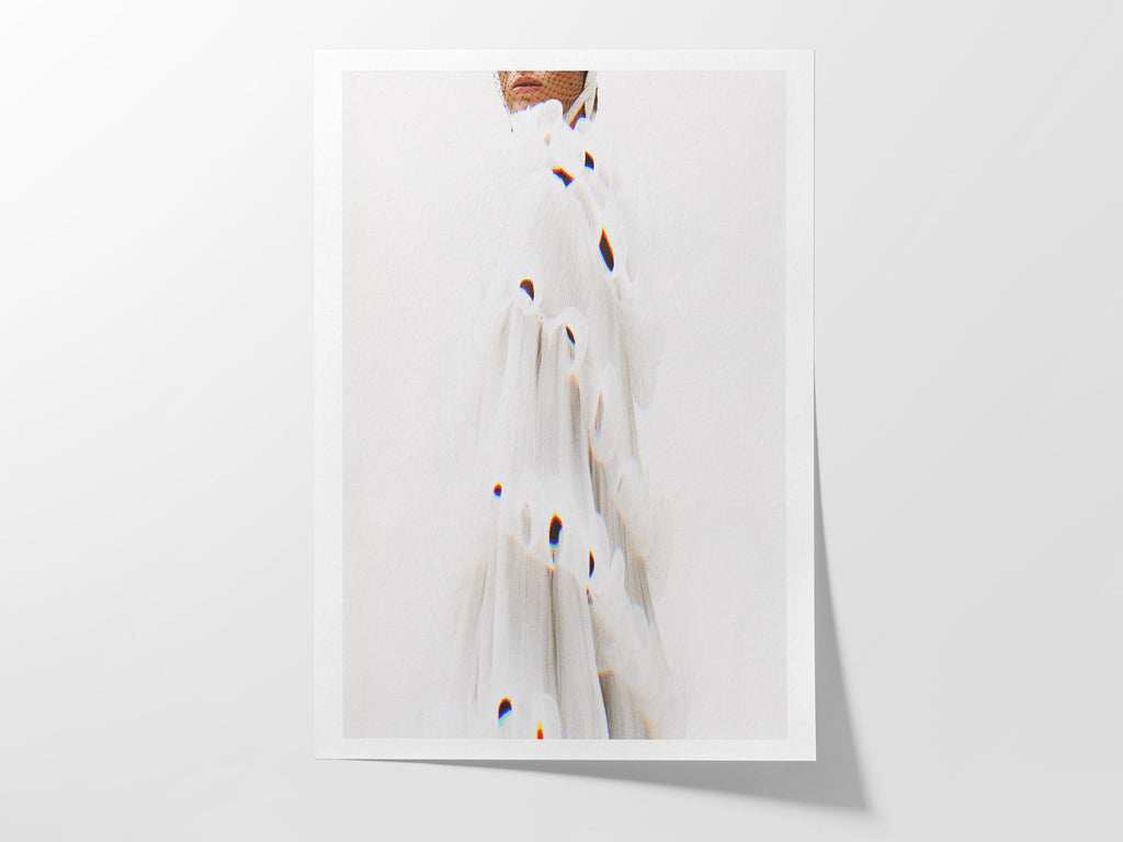 White Minimalist Abstract Wall Art Print - Clean Modern Aesthetic Artwork For Living Room, Bedroom, Office | Untitled (296) Giclée Print