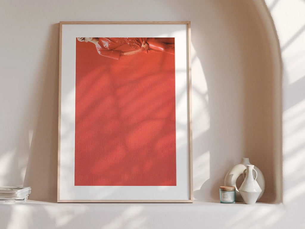 Red Abstract Minimalist Wall Art Print - Modern Glitch Fashion Photo - Eclectic, Classy Decor for Home, Office | Untitled (297) Giclée Print