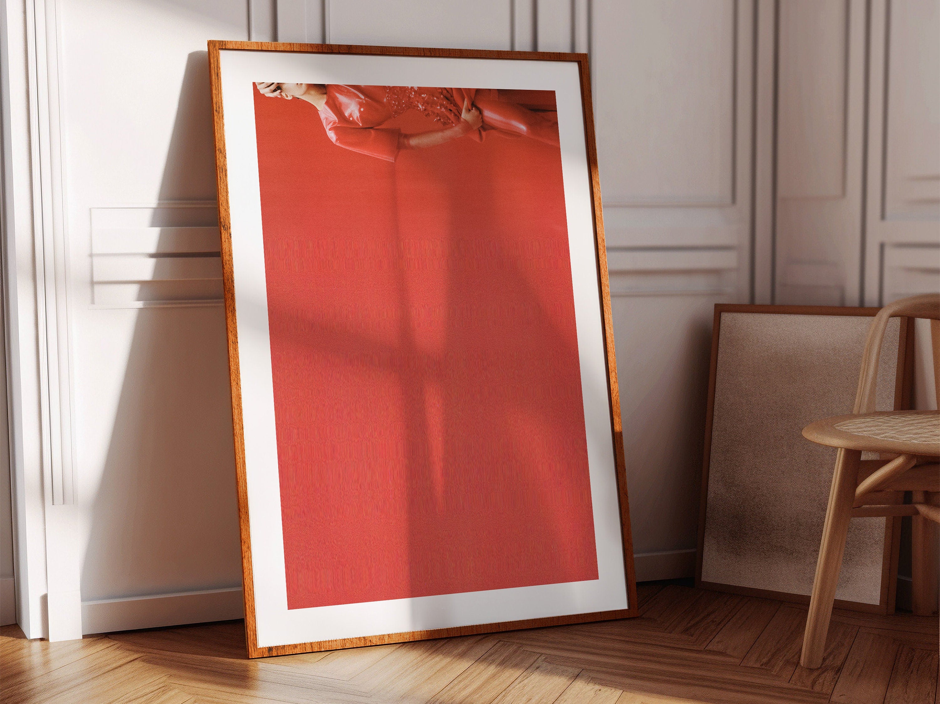 Red Abstract Minimalist Wall Art Print - Modern Glitch Fashion Photo - Eclectic, Classy Decor for Home, Office | Untitled (297) Giclée Print