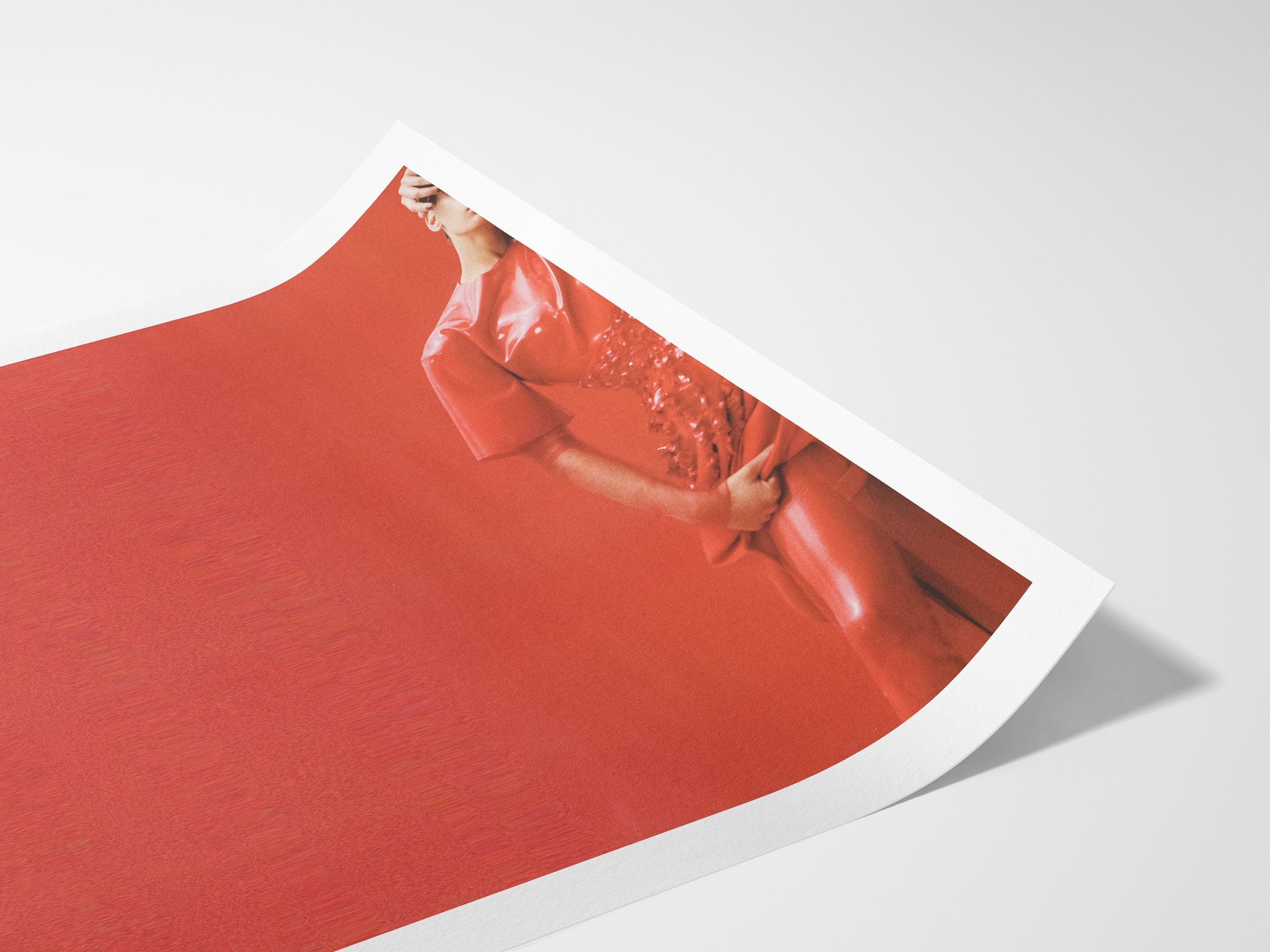 Red Abstract Minimalist Wall Art Print - Modern Glitch Fashion Photo - Eclectic, Classy Decor for Home, Office | Untitled (297) Giclée Print