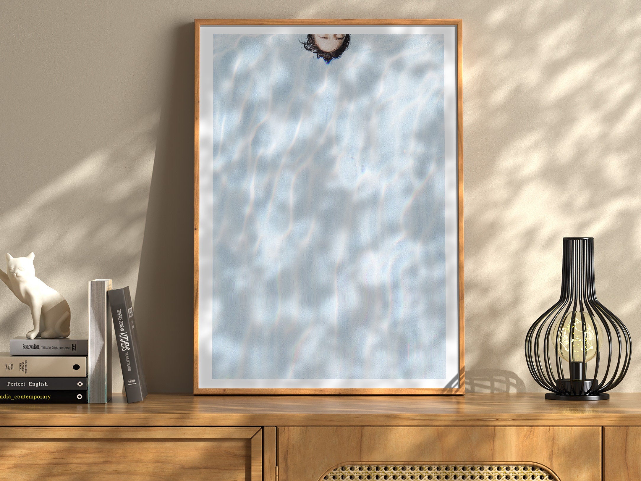 Abstract Blue Swimming Pool Wall Decor Art – Minimal Aesthetic Artwork For Living Room, Bathroom, Home Office | Untitled (298) Giclée Print