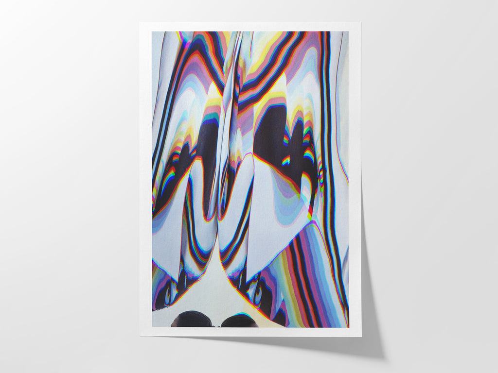 Colorful Psychedelic Glitch Wall Art - Blue Geometric Abstract Art for Eclectic Home, Office Wall Decor - | Untitled (301) Giclée Print