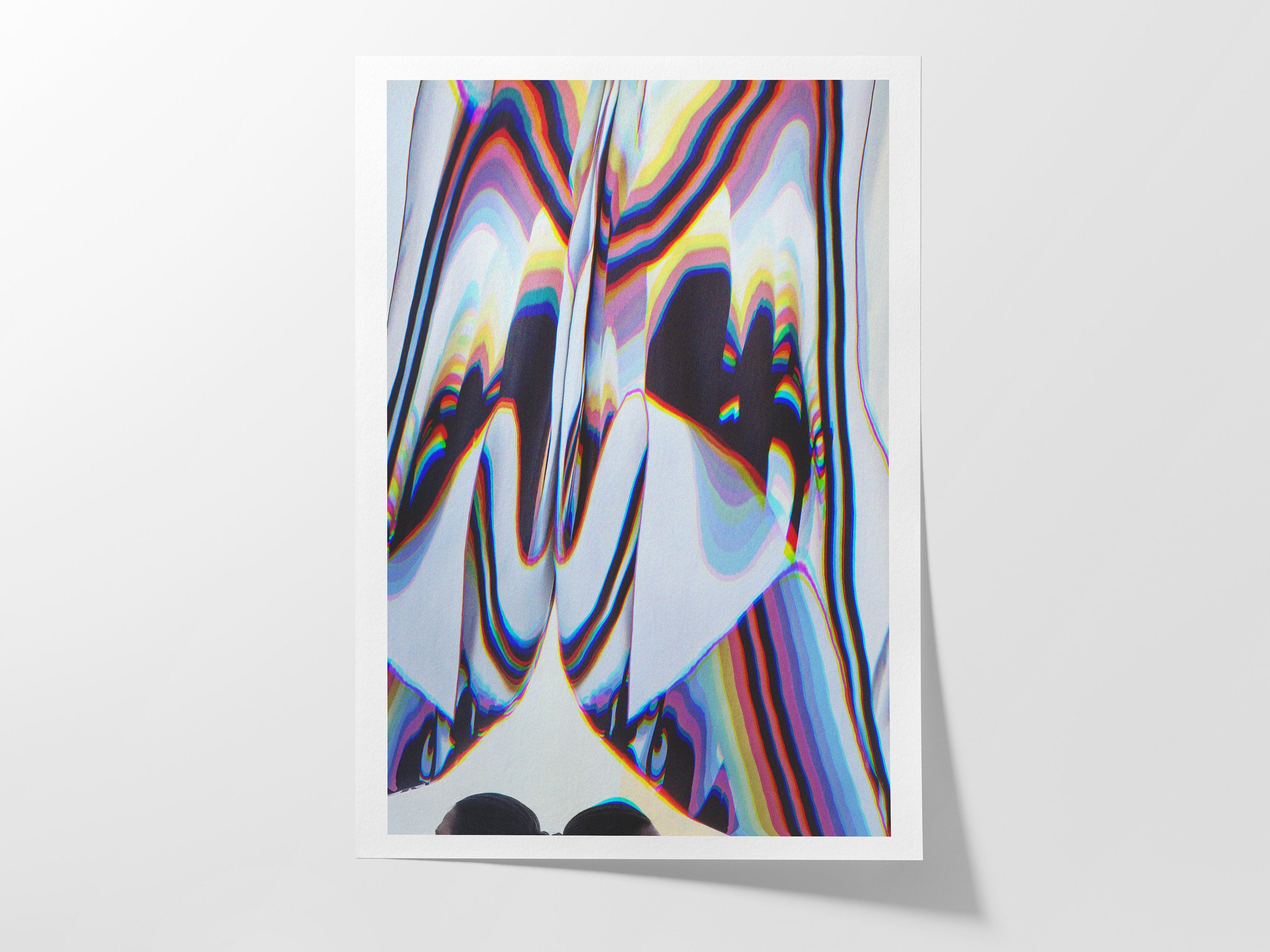 Colorful Psychedelic Glitch Wall Art - Blue Geometric Abstract Art for Eclectic Home, Office Wall Decor - | Untitled (301) Giclée Print