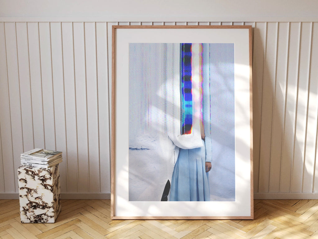 Beautiful Surrealist Blue and White Wall Art, Altered Couples Photo for Home, Office, Bedroom, Living Room | - Untitled (302) Giclée Print