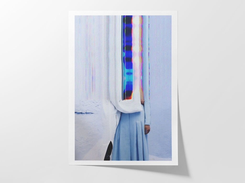 Beautiful Surrealist Blue and White Wall Art, Altered Couples Photo for Home, Office, Bedroom, Living Room | - Untitled (302) Giclée Print