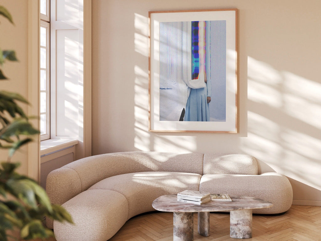 Beautiful Surrealist Blue and White Wall Art, Altered Couples Photo for Home, Office, Bedroom, Living Room | - Untitled (302) Giclée Print