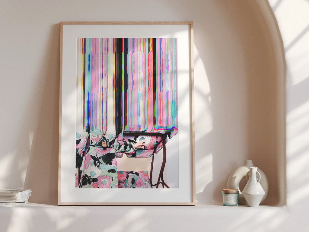 Abstract Floral Glitch Wall Art - Striking Feminine Modern Artwork For Home, Office, Bedroom, Living Room | Untitled (304) Giclée Print