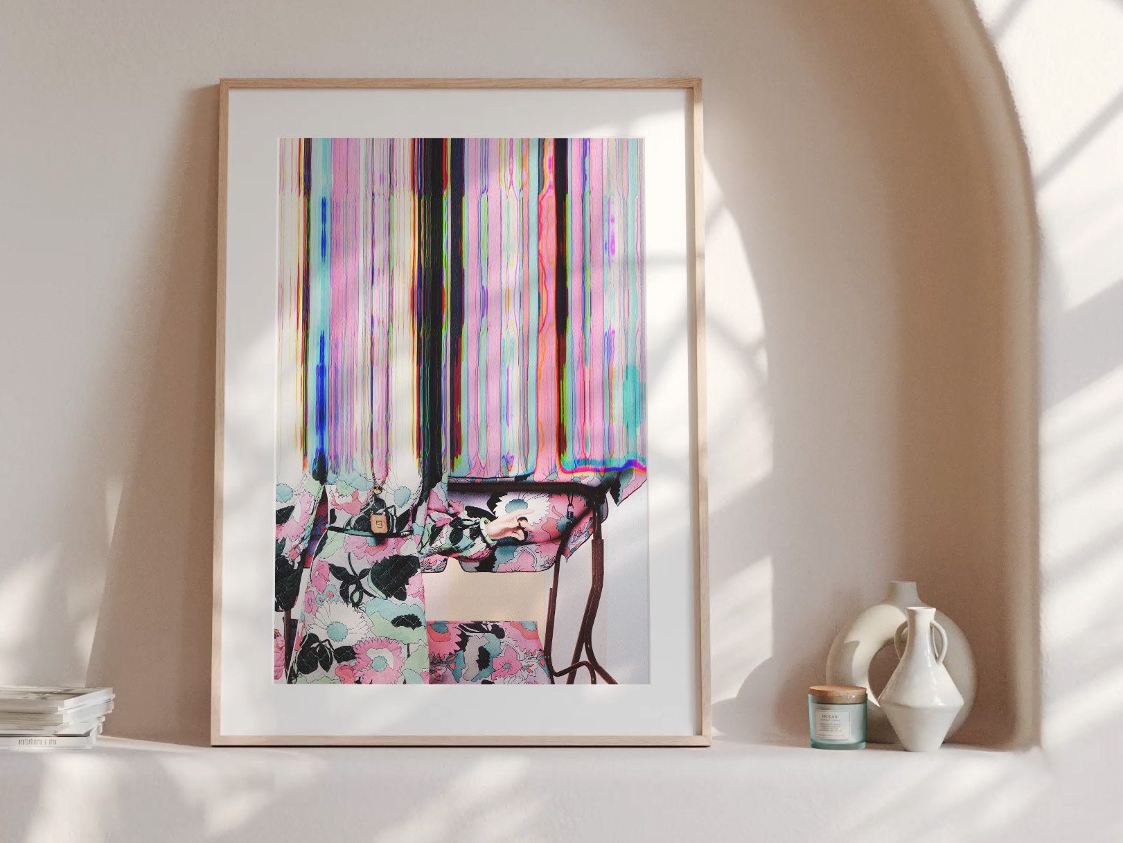 Abstract Floral Glitch Wall Art - Striking Feminine Modern Artwork For Home, Office, Bedroom, Living Room | Untitled (304) Giclée Print