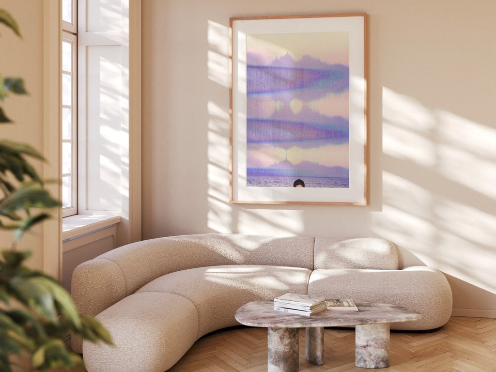 Glitch Purple Ocean Wall Art, Colorful Minimal Wall Decor for Living Room, Bedroom, Home Office, Guest Room | Untitled (305) Giclée Print