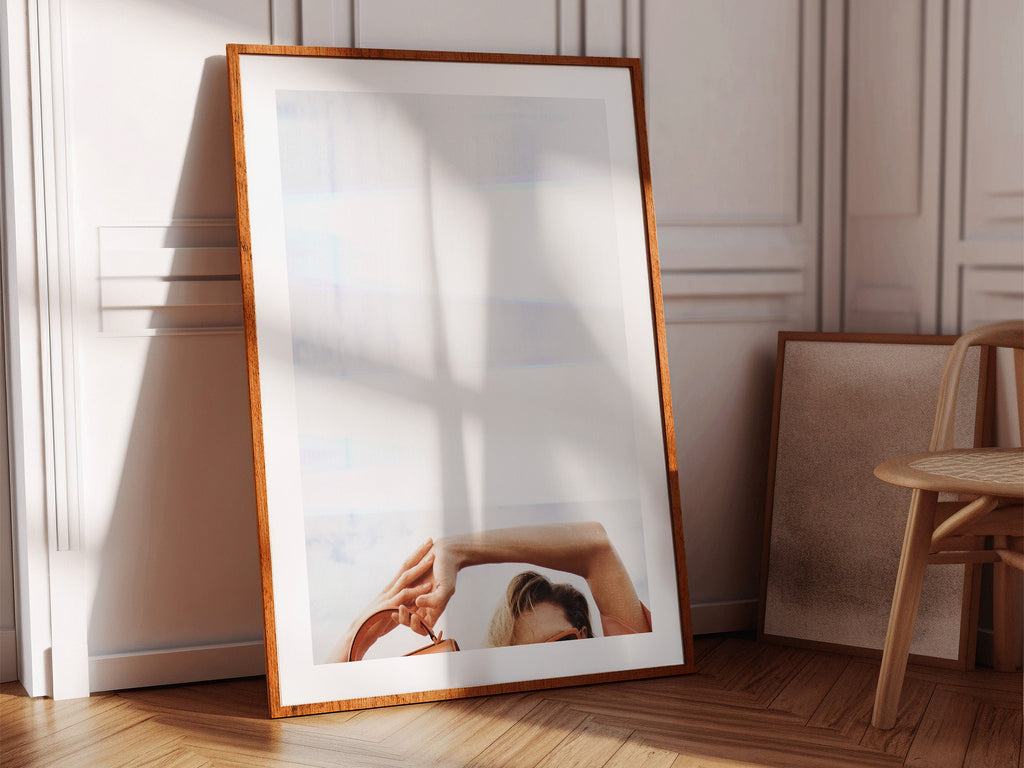 Altered Feminine Fashion Wall Art - Minimal Aesthetic Art for Living Room, Home, Office Decor - Blue And White | Untitled (306) Giclée Print