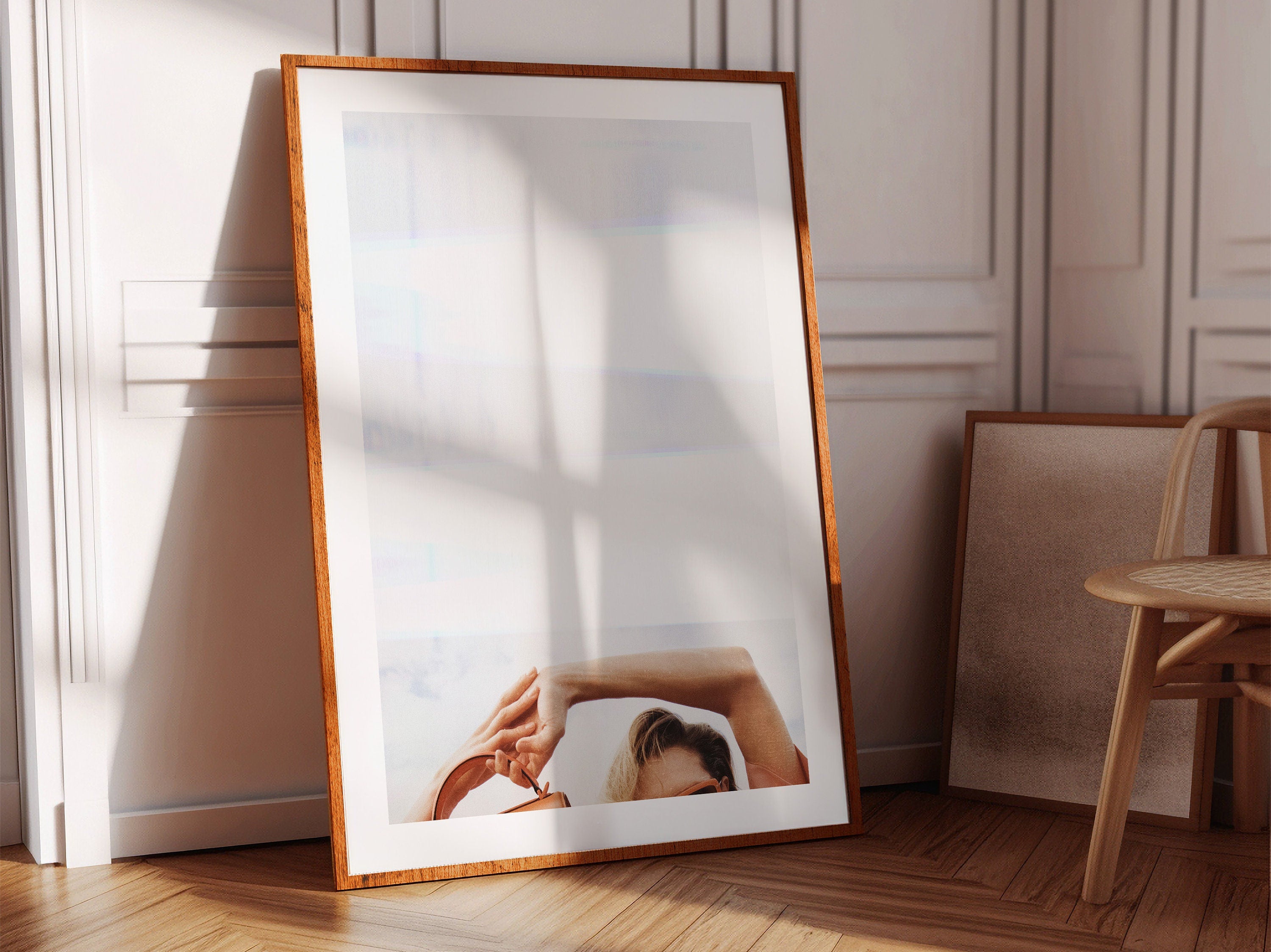 Altered Feminine Fashion Wall Art - Minimal Aesthetic Art for Living Room, Home, Office Decor - Blue And White | Untitled (306) Giclée Print