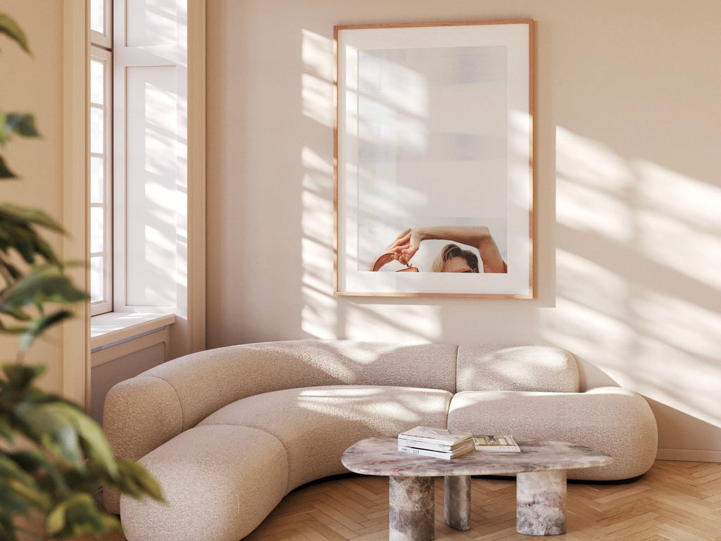 Altered Feminine Fashion Wall Art - Minimal Aesthetic Art for Living Room, Home, Office Decor - Blue And White | Untitled (306) Giclée Print