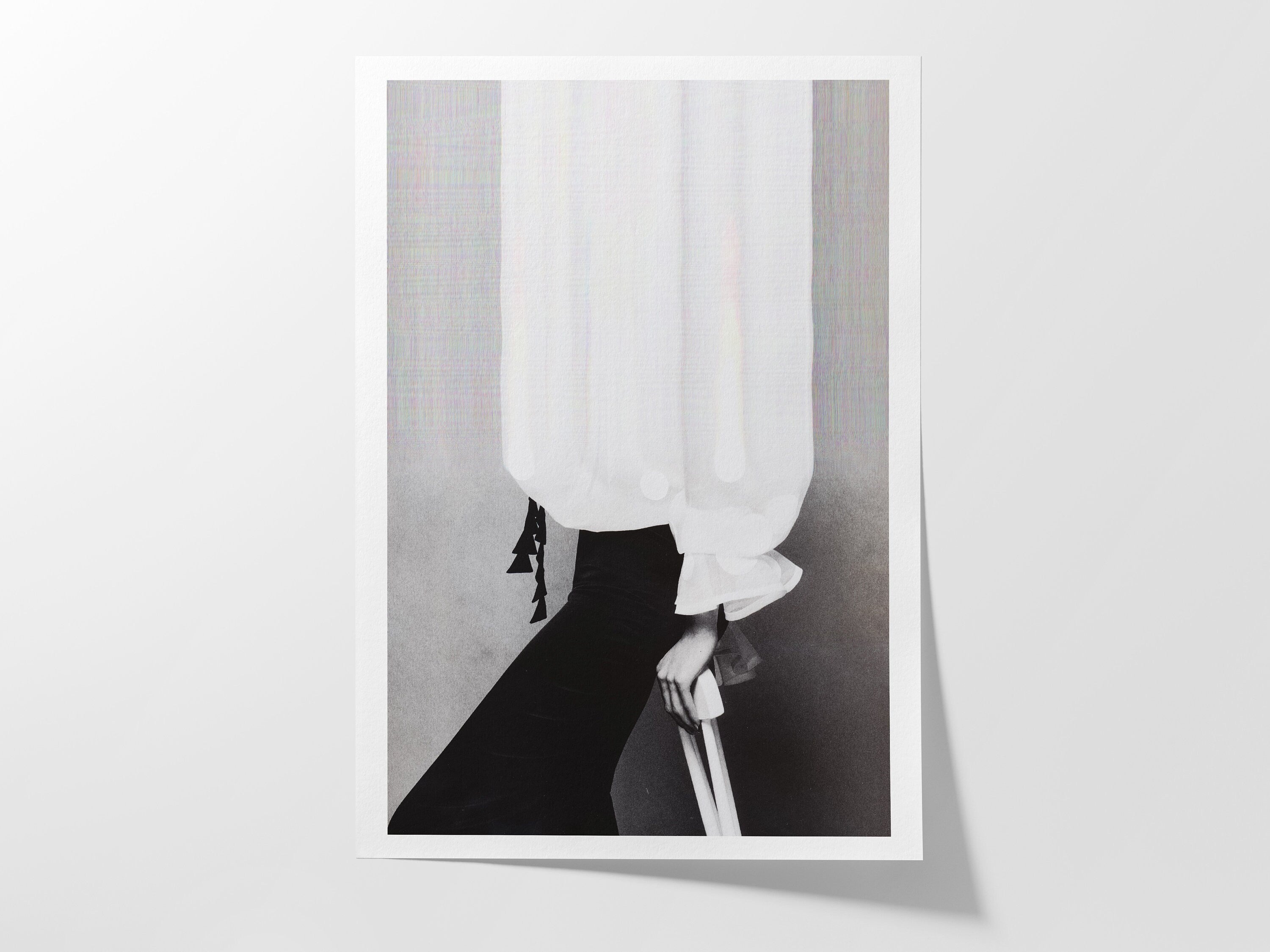 Minimalist Black and White Canvas Wall Art - Elegant Feminine Art for Living Room, Bedroom, Office, Bathroom | Untitled (308) Giclée Print