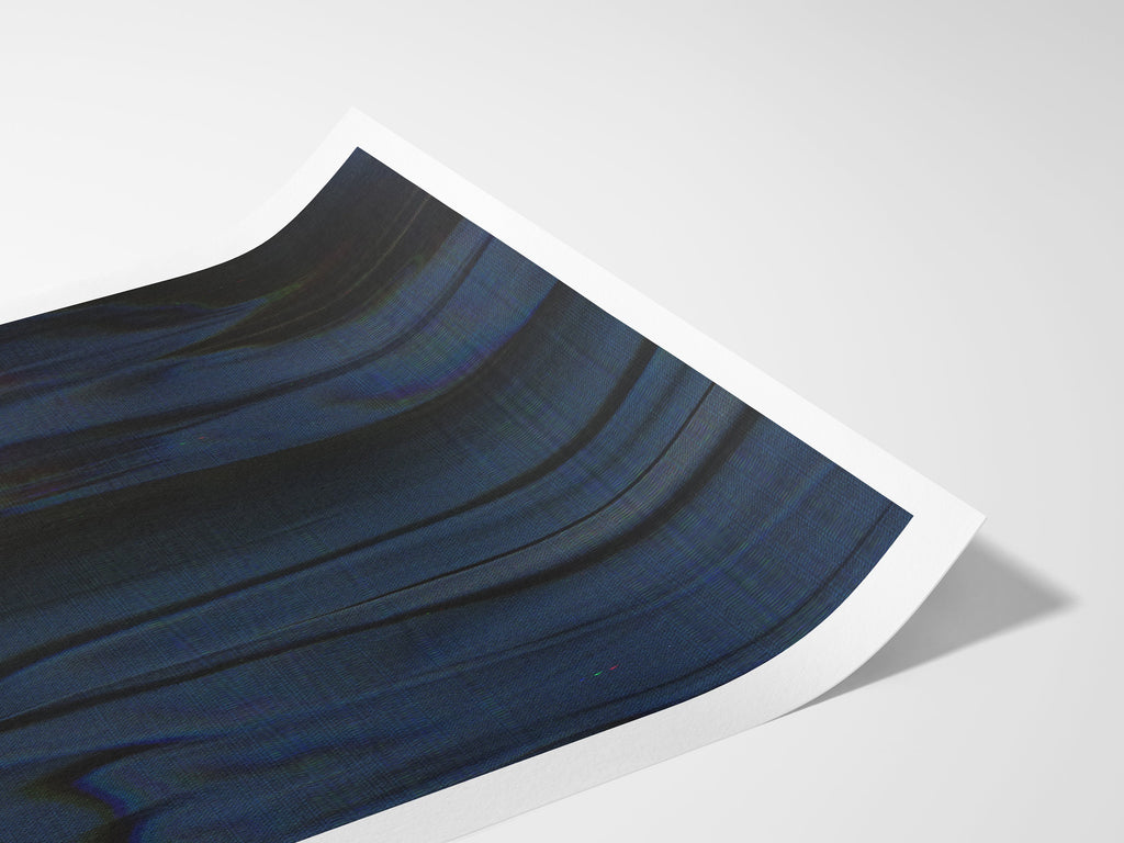 Poker Art Print - Altered Glitch Aesthetic - Navy Blue Classy Wall Decor for Living Room, Office, Man Cave | Untitled (313) Giclée Print