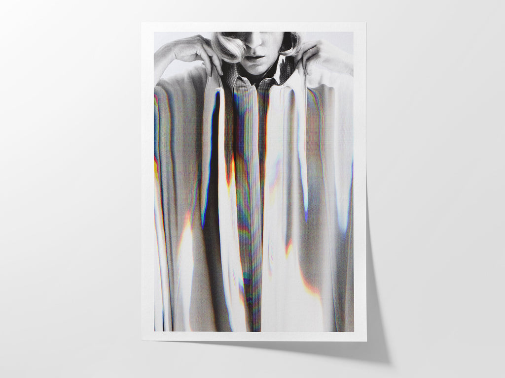 Black and White Wall Art - Artwork For Living Room, Bedroom, Office - Abstract Surreal Glitch Aesthetic | Untitled (316) Giclée Print