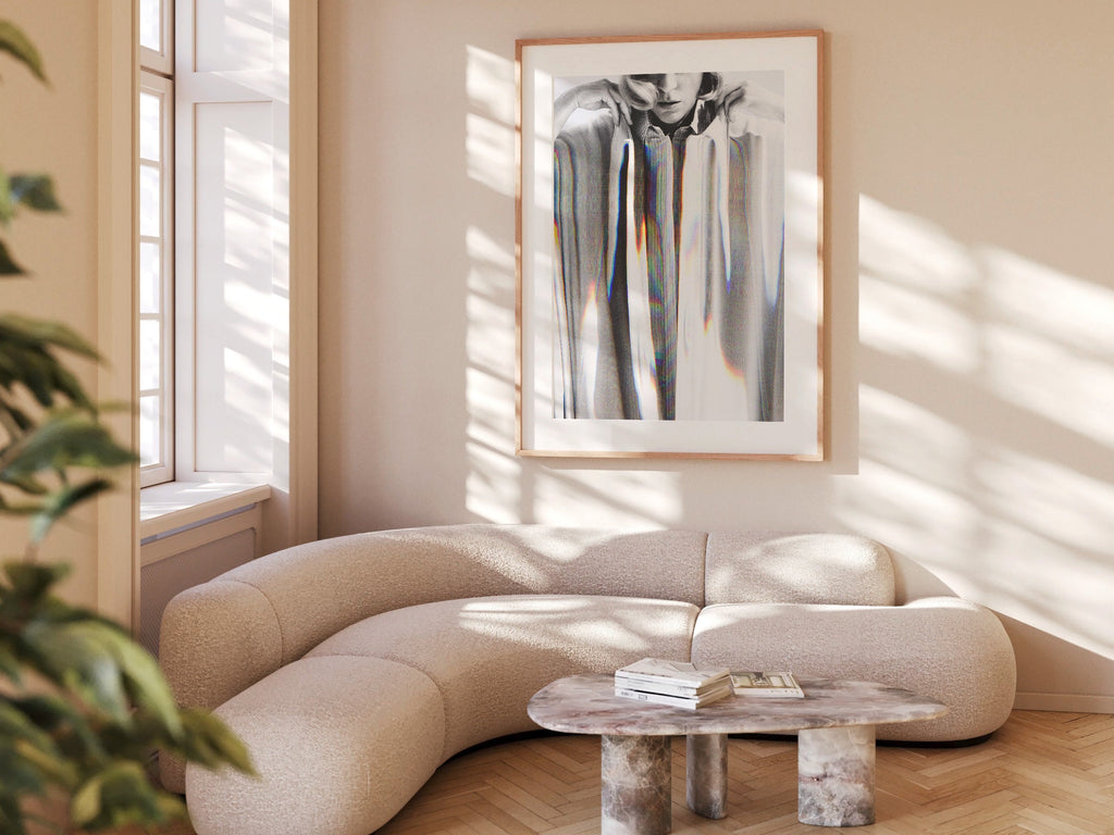 Black and White Wall Art - Artwork For Living Room, Bedroom, Office - Abstract Surreal Glitch Aesthetic | Untitled (316) Giclée Print