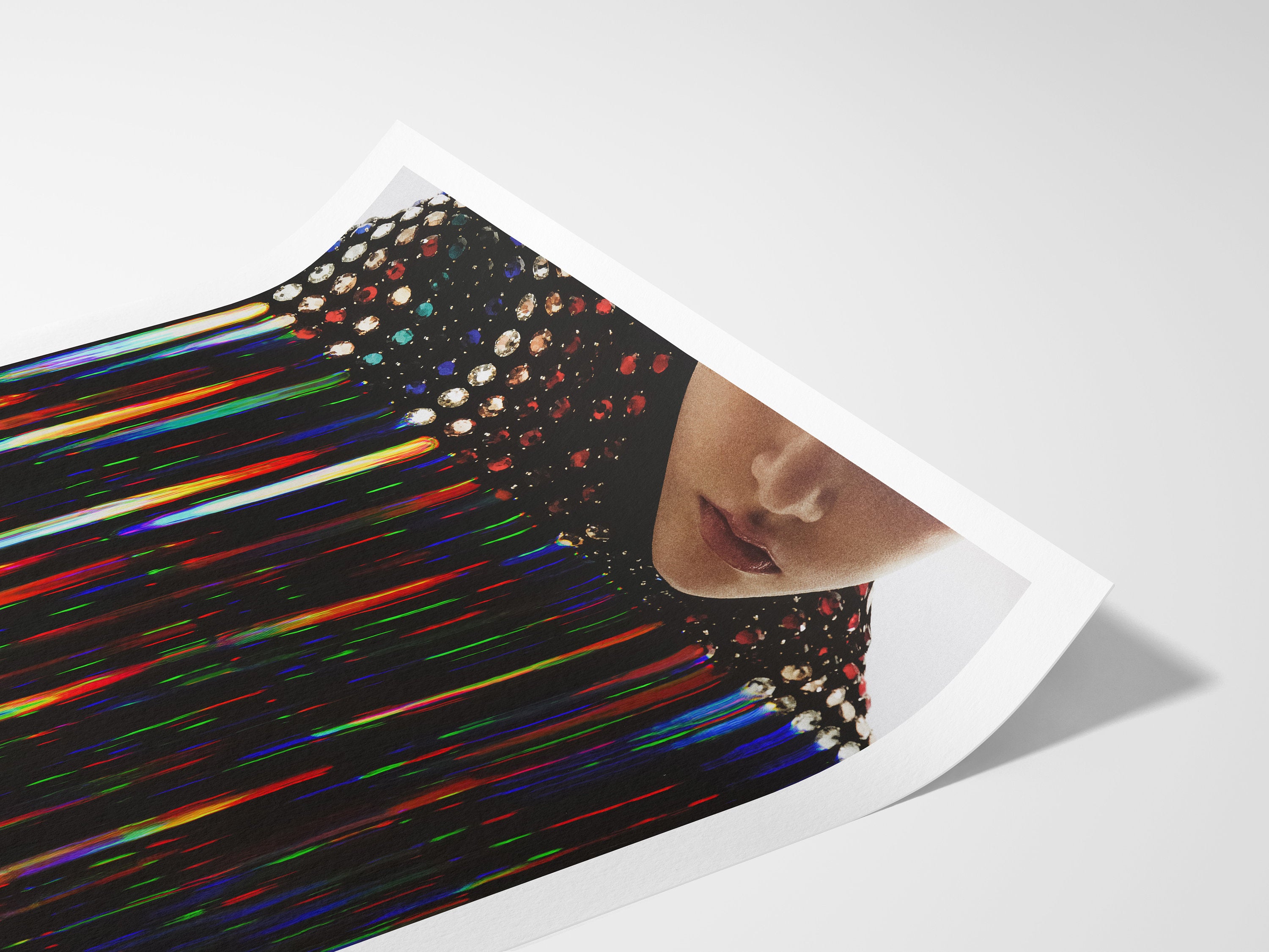 Colorful Bedroom Wall Art - Feminine Fashion Aesthetic - Black Rainbow Jewel Artwork For Home, Office, Living | Untitled (317) Giclée Print