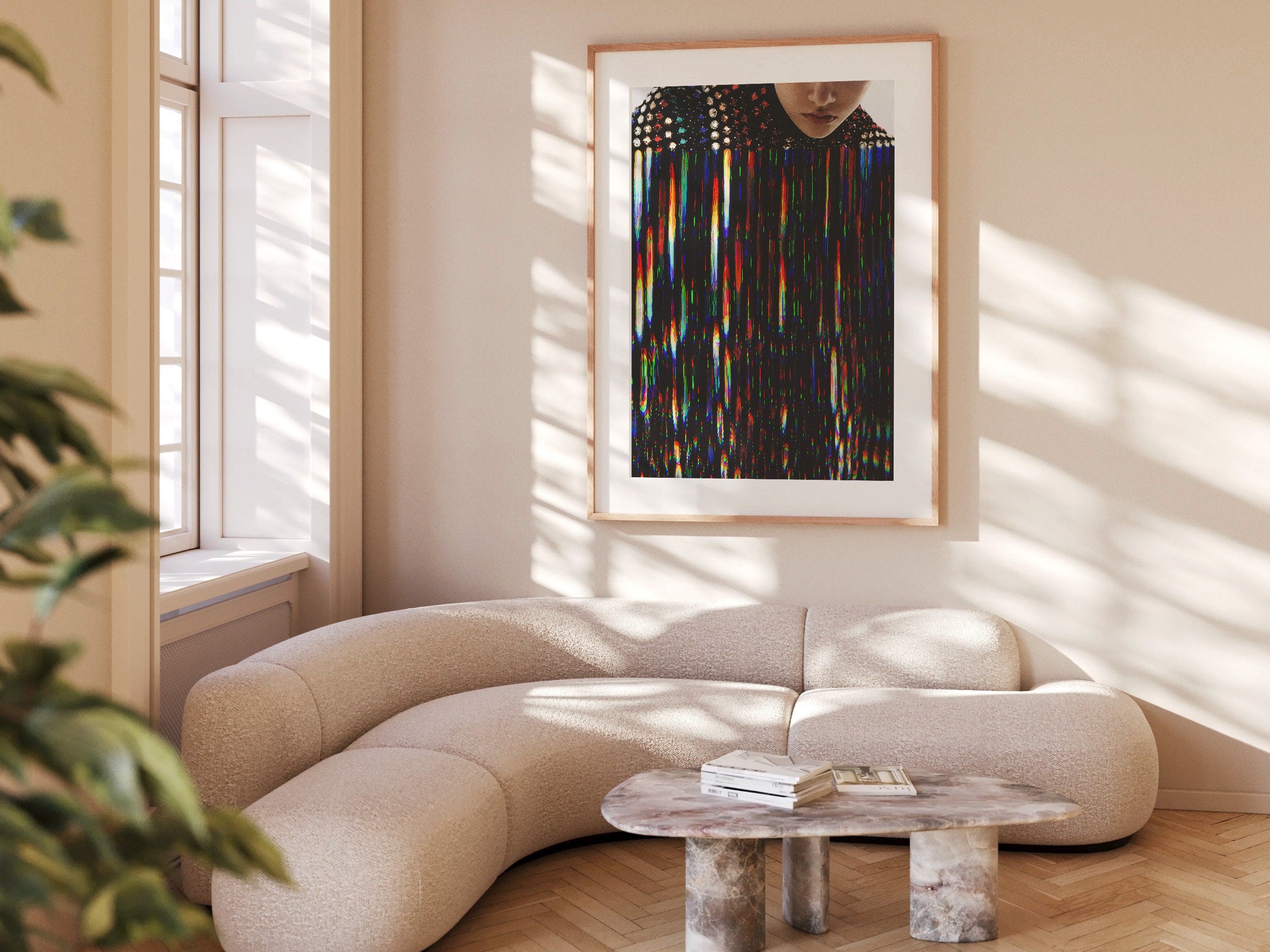 Colorful Bedroom Wall Art - Feminine Fashion Aesthetic - Black Rainbow Jewel Artwork For Home, Office, Living | Untitled (317) Giclée Print