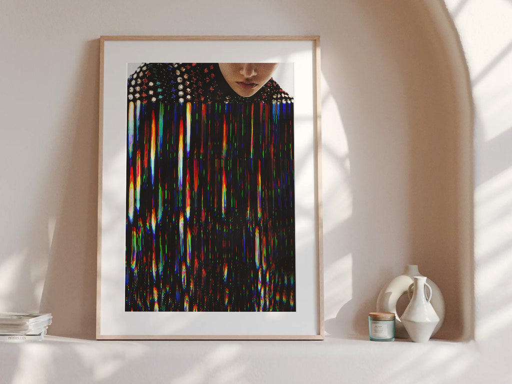 Colorful Bedroom Wall Art - Feminine Fashion Aesthetic - Black Rainbow Jewel Artwork For Home, Office, Living | Untitled (317) Giclée Print