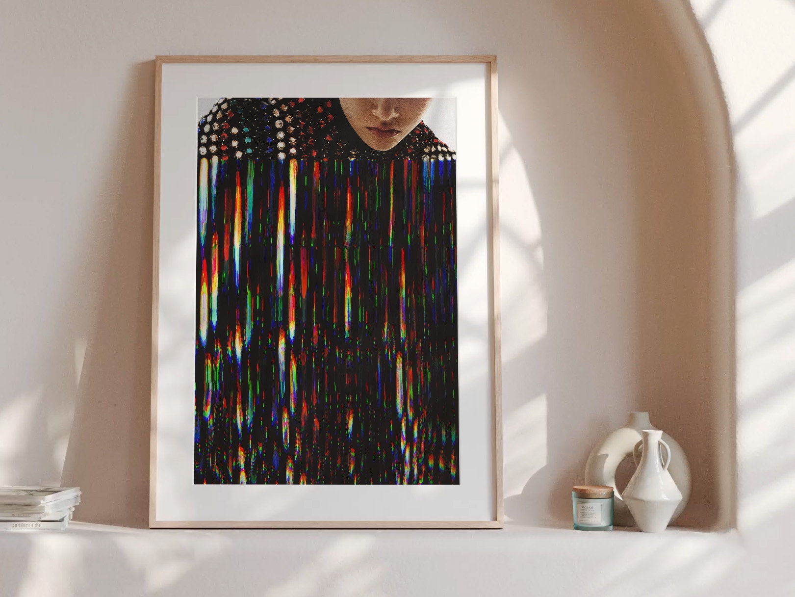 Colorful Bedroom Wall Art - Feminine Fashion Aesthetic - Black Rainbow Jewel Artwork For Home, Office, Living | Untitled (317) Giclée Print