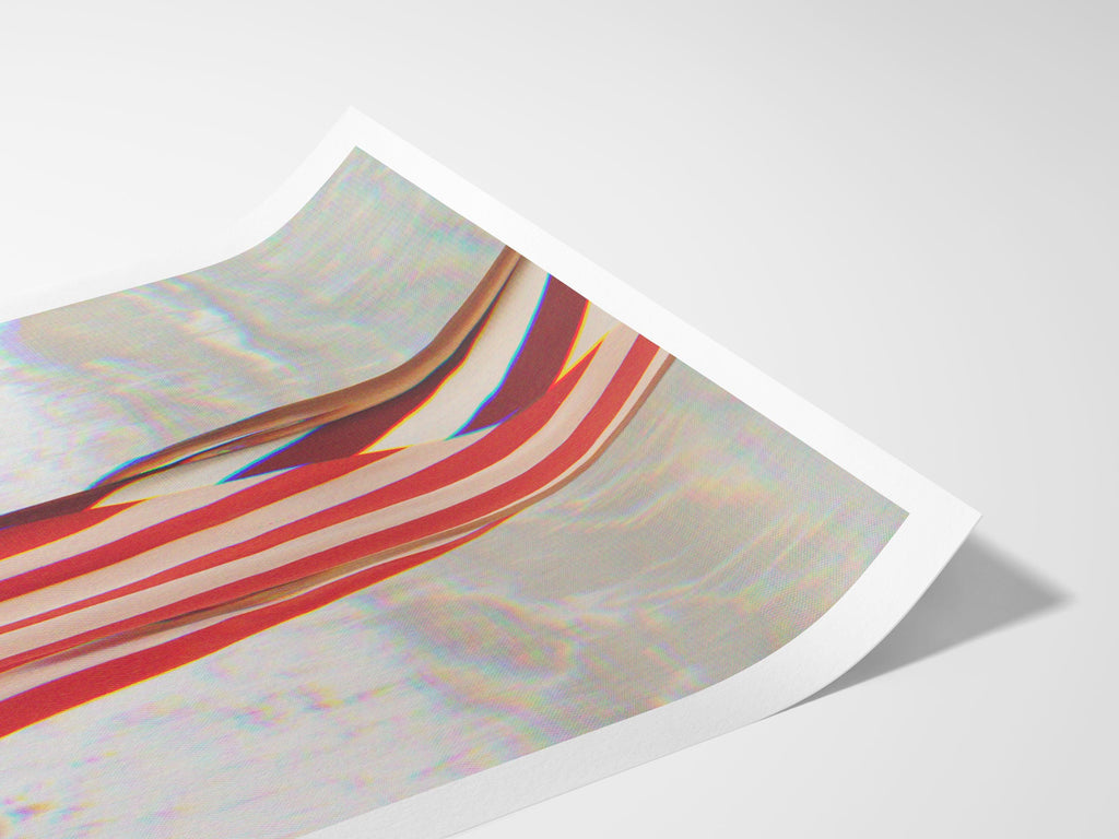 Surreal Altered Woman Portrait Wall Art - Red and White Stripes, Ocean Beach Aesthetic Decor for Home, Office | Untitled (40) Giclée Print